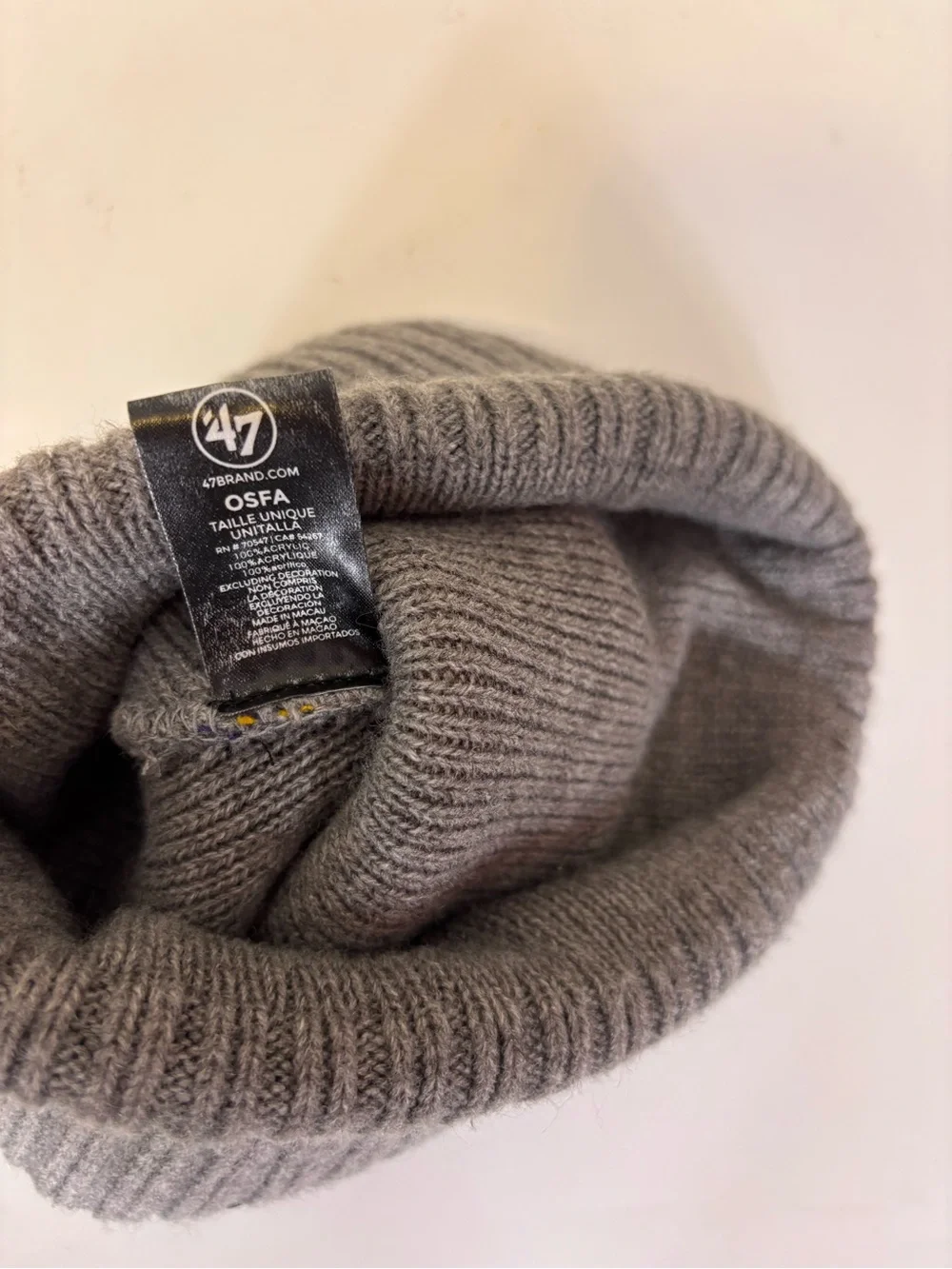 47 Minnesota Vikings Football Gray Knit Cuffed Beanie with Stripe Accents Unisex
